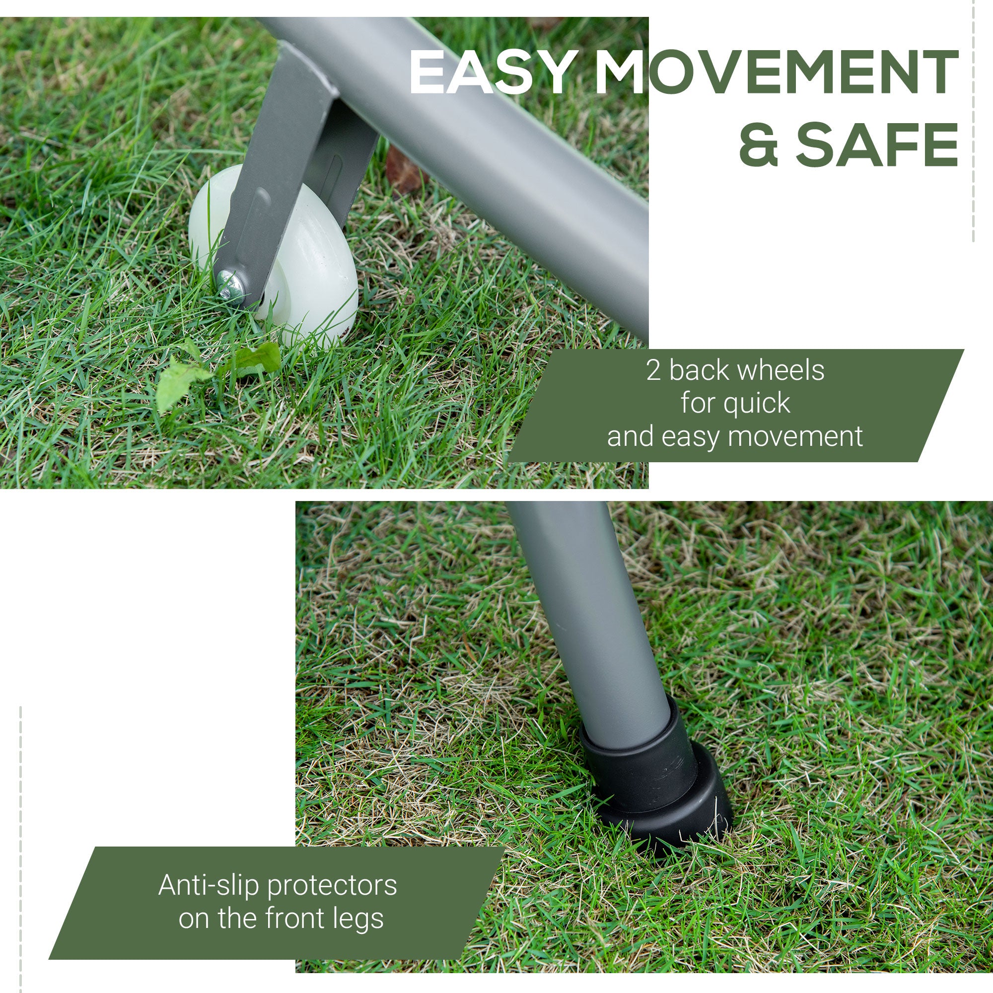 Outsunny Double Sun Lounger with Adjustable Detachable Canopy, Portable Garden Daybed for 2 with Wheels, Outdoor Sunbed Hammock with 2 Pillows, 220 KG Max. Load, White