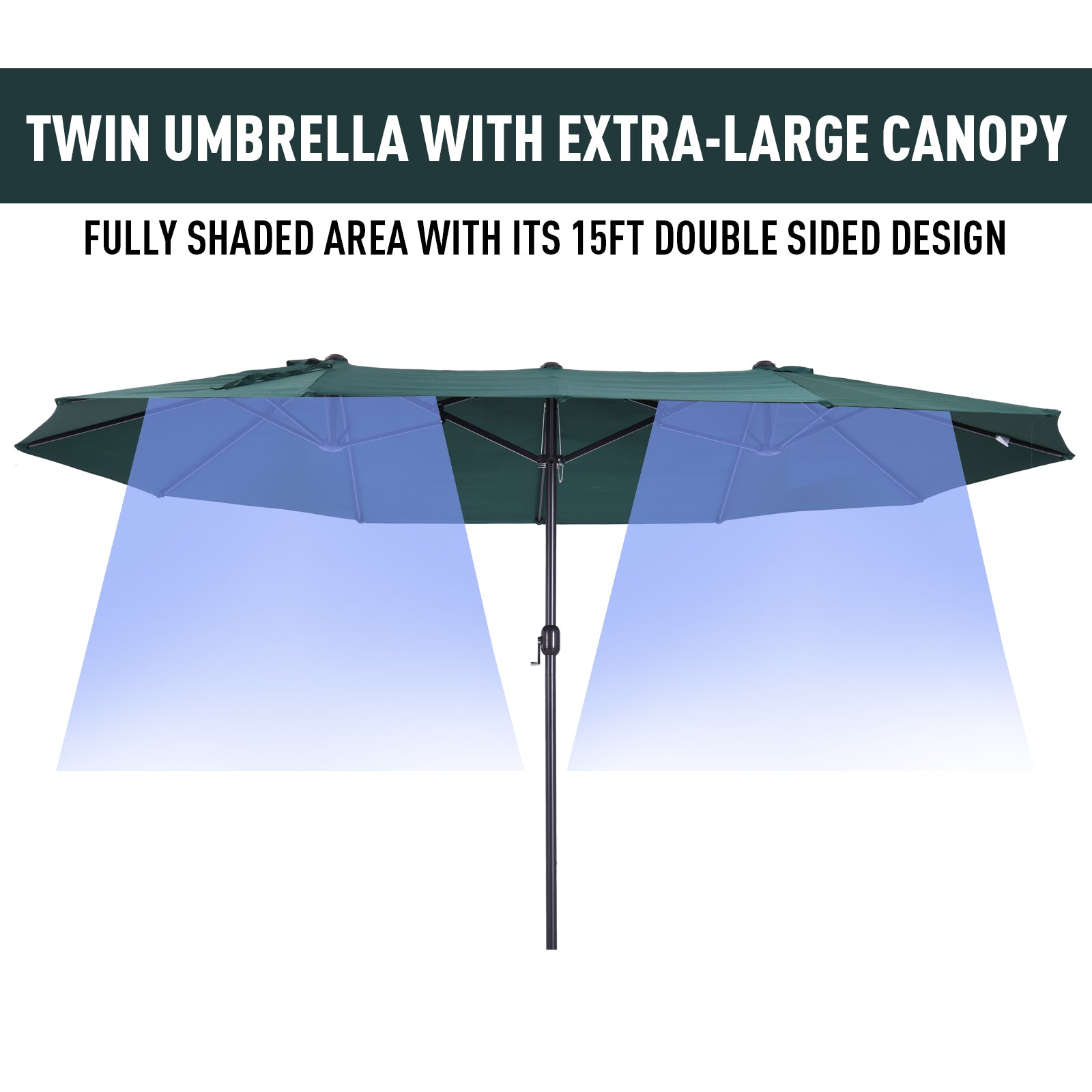 Outsunny 4.6m Double Garden Parasol - Green