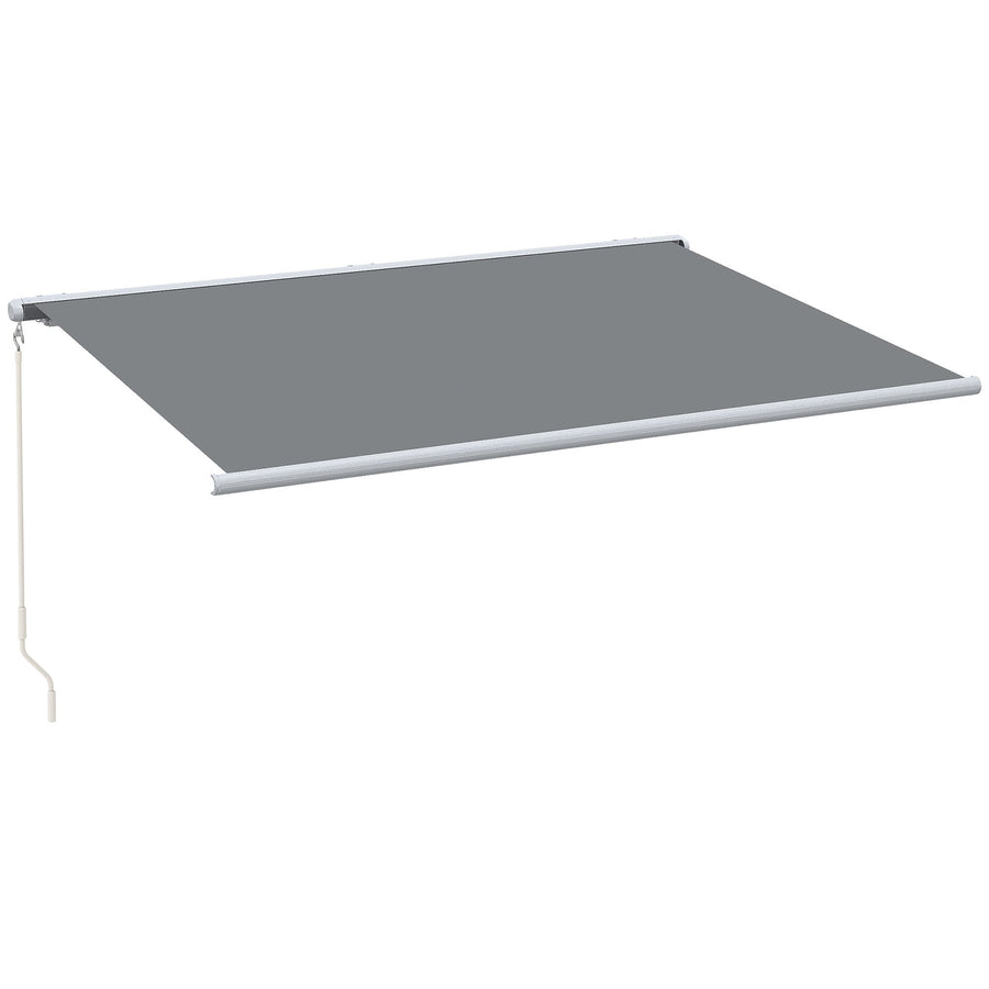 Outsunny 4x3m Full Cassette Electric/Manual Retractable Awning with Remote Controller, Sun Canopies for Patio Door Window with Remote Controller, Grey