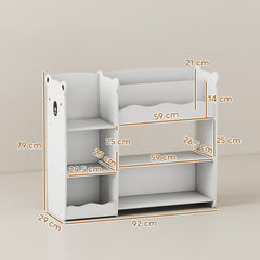 AIYAPLAY Kids Toy Storage Unit, Bear Design Kids Bookshelf and Toy Organiser, for Bedroom, Nursery, Playroom, White