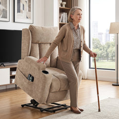 HOMCOM Power Lift Recliner Chair with Vibration Massage and Heat, Chenille Riser and Recliner Armchair for Elderly, Brown