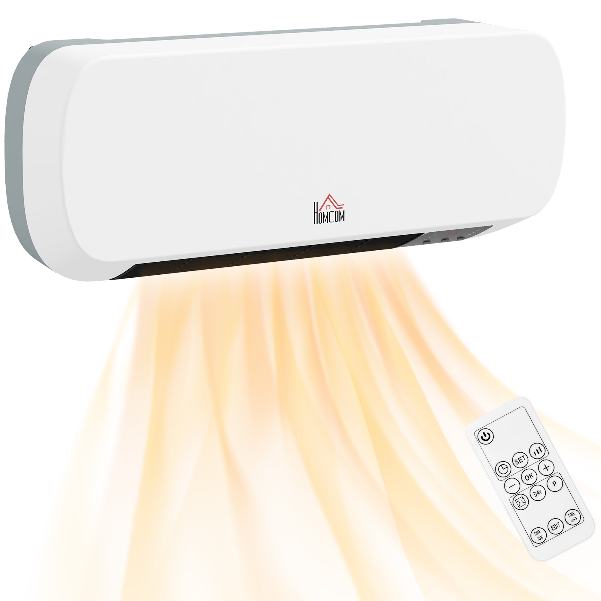 HOMCOM 2000W Wall Mounted Ceramic Space Heater, 10-49Â°C Temperature, White