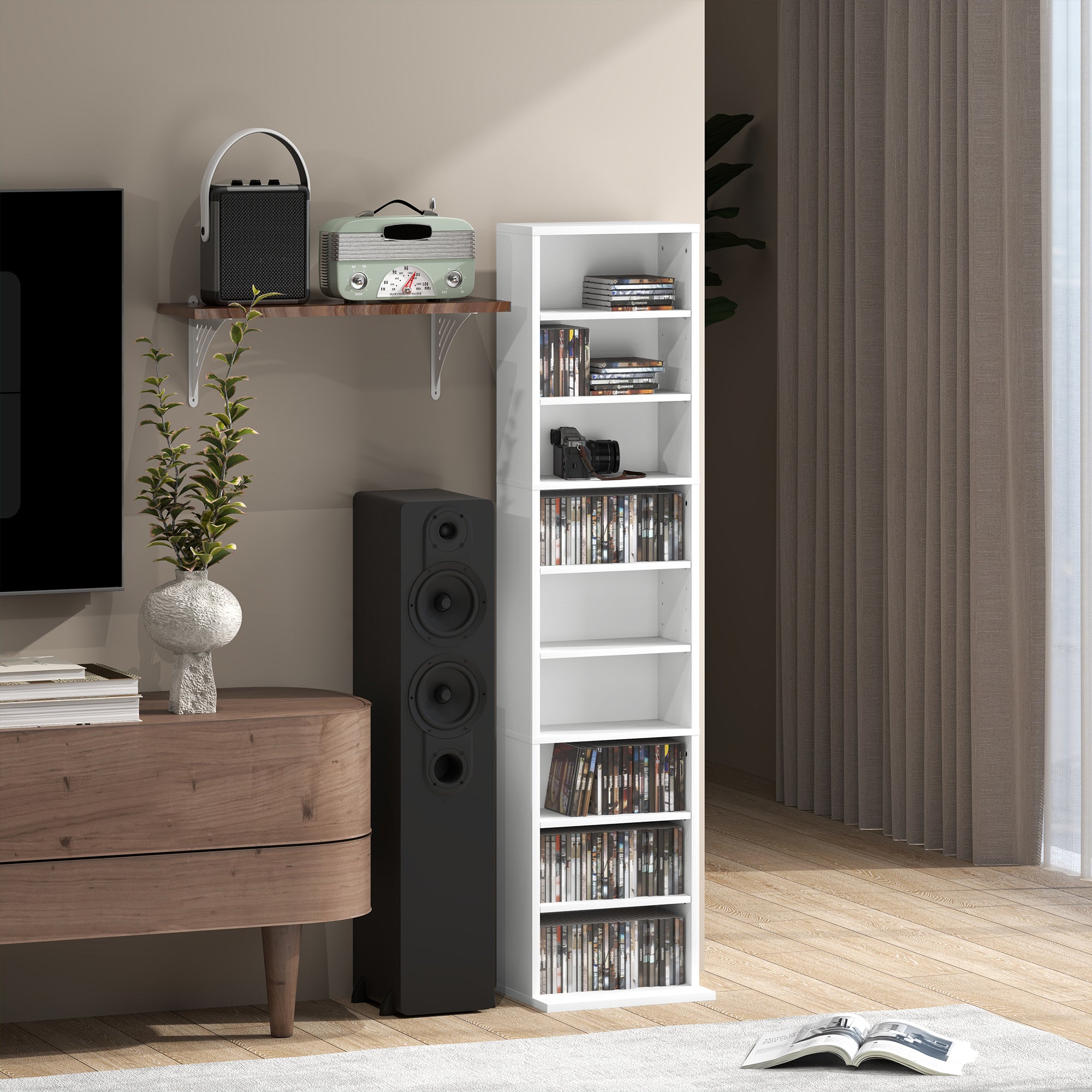 HOMCOM 260 Narrow CD Storage Unit - White