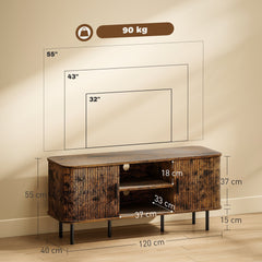 HOMCOM TV Stand Cabinet for TVs up to 55 Inches, TV Unit with Storage Shelves and Cupboard for Living Room, Rustic Brown
