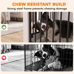 PawHut 100 cm Large Dog Crate Furniture with Sliding Barn Door for Large Dogs, White