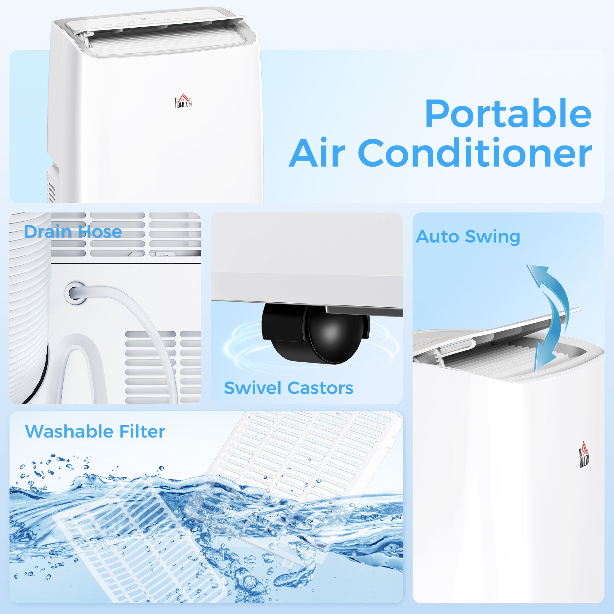 HOMCOM Portable Air Conditioner 12000 BTU, 4-in-1 Air Conditioning Unit, Dehumidifier, Cooling, Fan, Sleep Mode with 3 Speeds, Remote Control, LED Display, 24H Timer, Window Kit, Children Lock, 35m√Ç¬≤