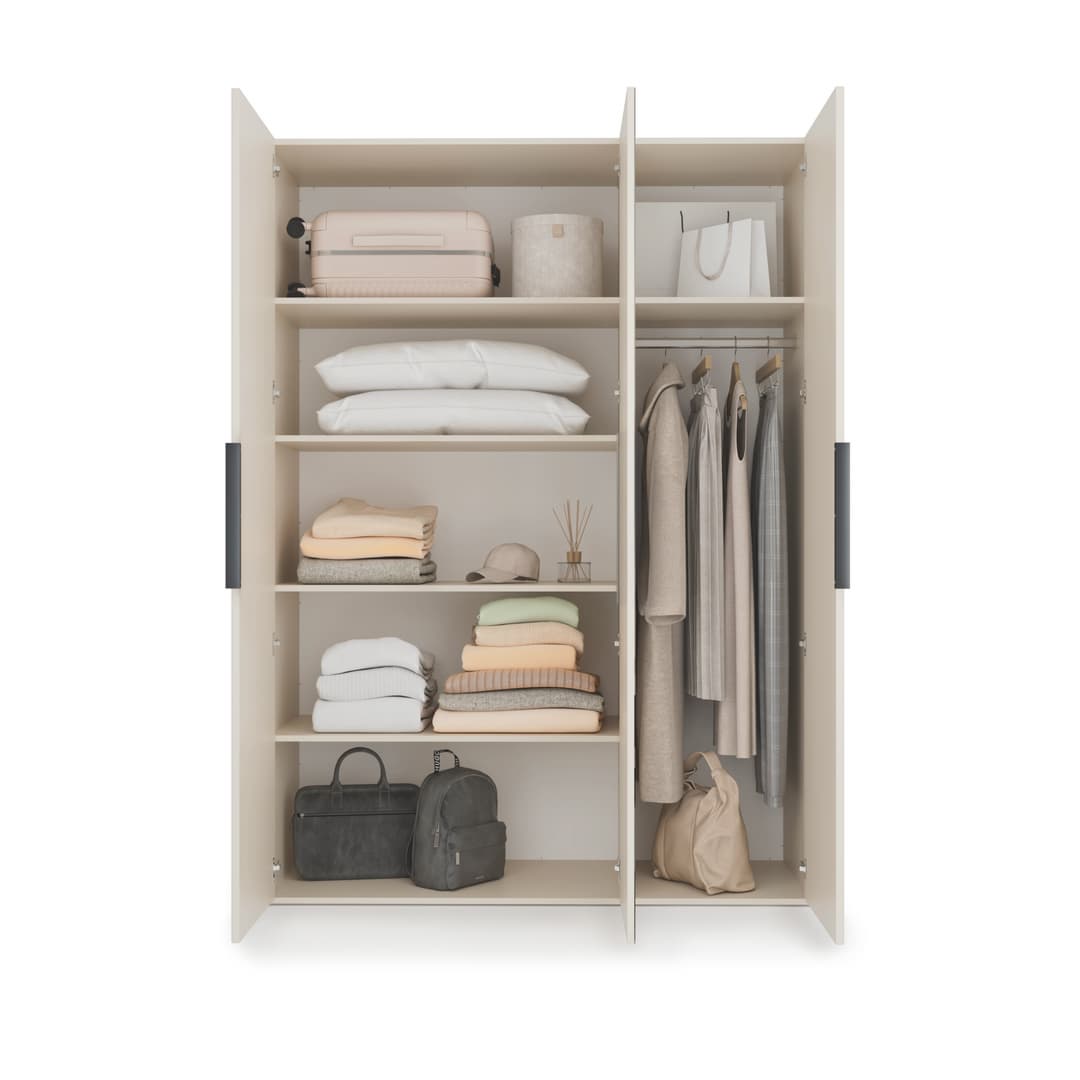 Lumo Hinged Door Wardrobe 150cm in Cashmere, image 17