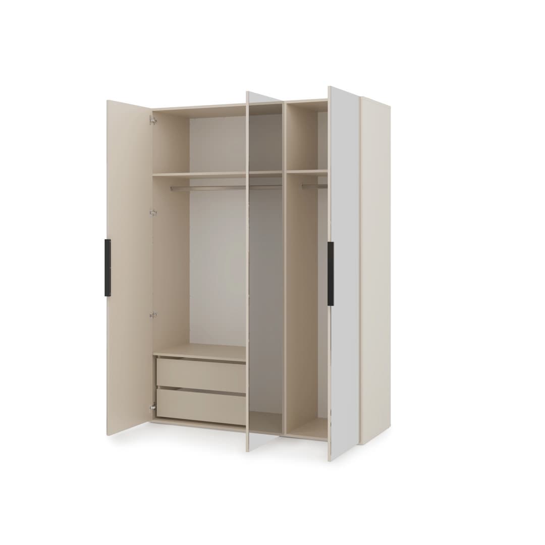 Lumo Hinged Door Wardrobe 150cm in Cashmere, image 28
