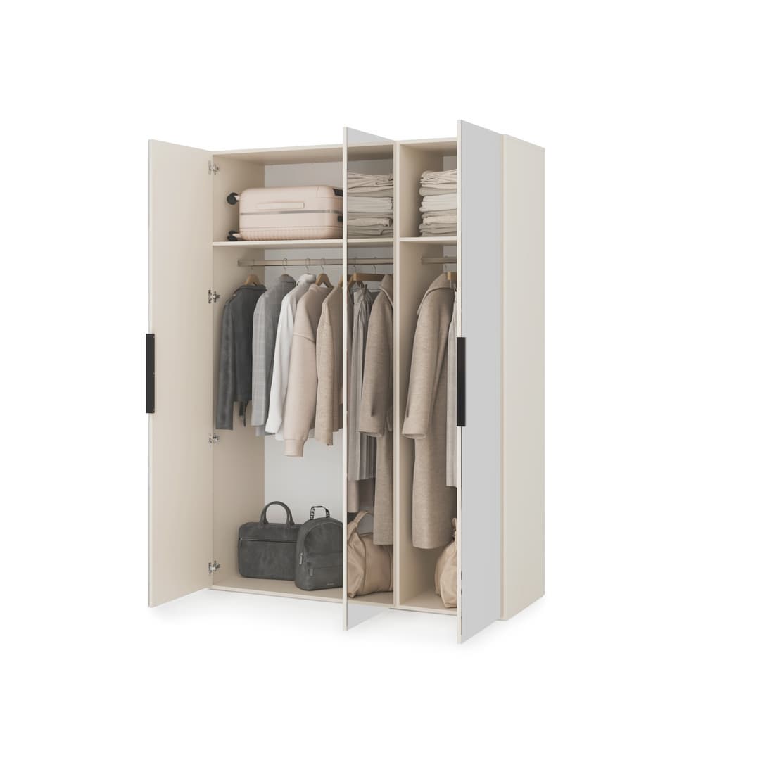 Lumo Hinged Door Wardrobe 150cm in Cashmere, image 33