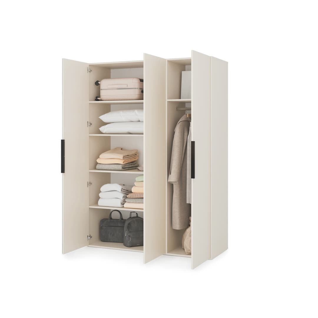 Lumo Hinged Door Wardrobe 150cm in Cashmere, image 49