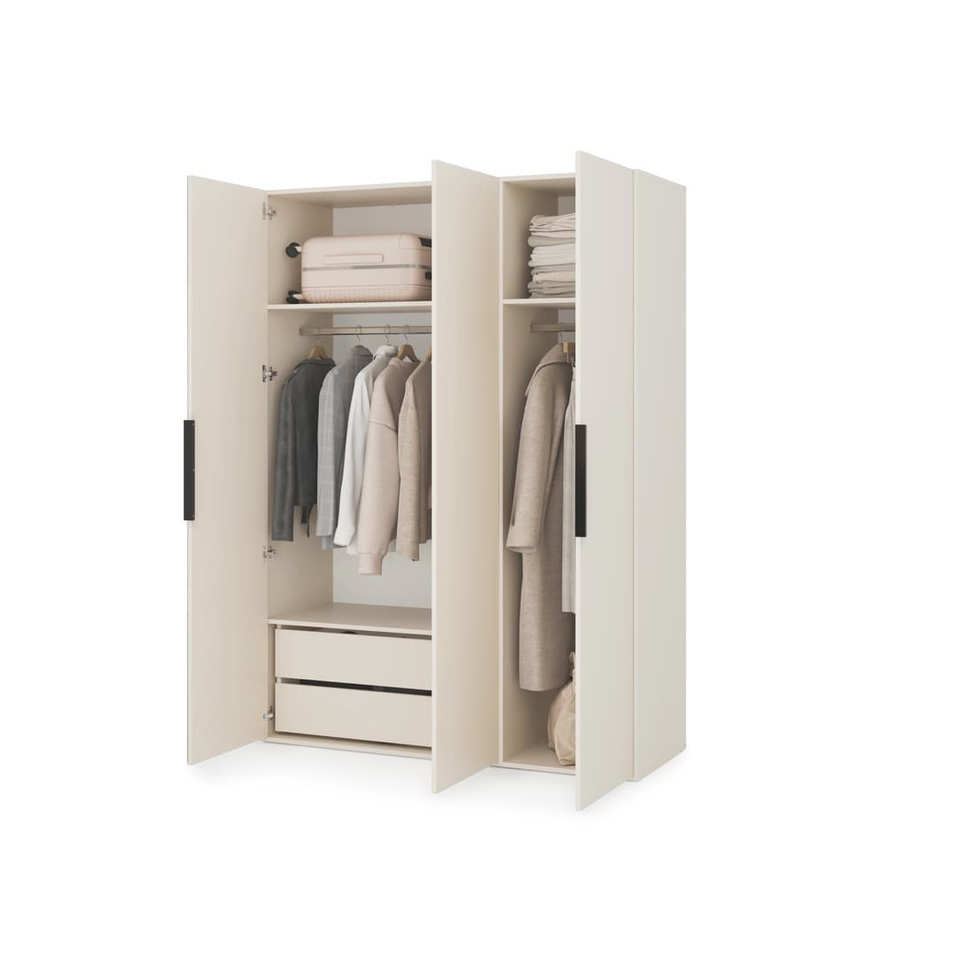 Lumo Hinged Door Wardrobe 150cm in Cashmere, image 53