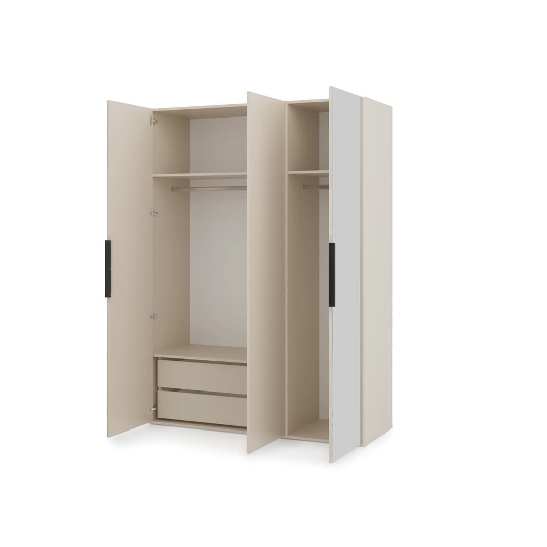 Lumo Hinged Door Wardrobe 150cm in Cashmere, image 57