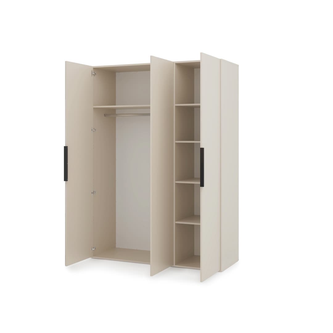Lumo Hinged Door Wardrobe 150cm in Cashmere, image 62
