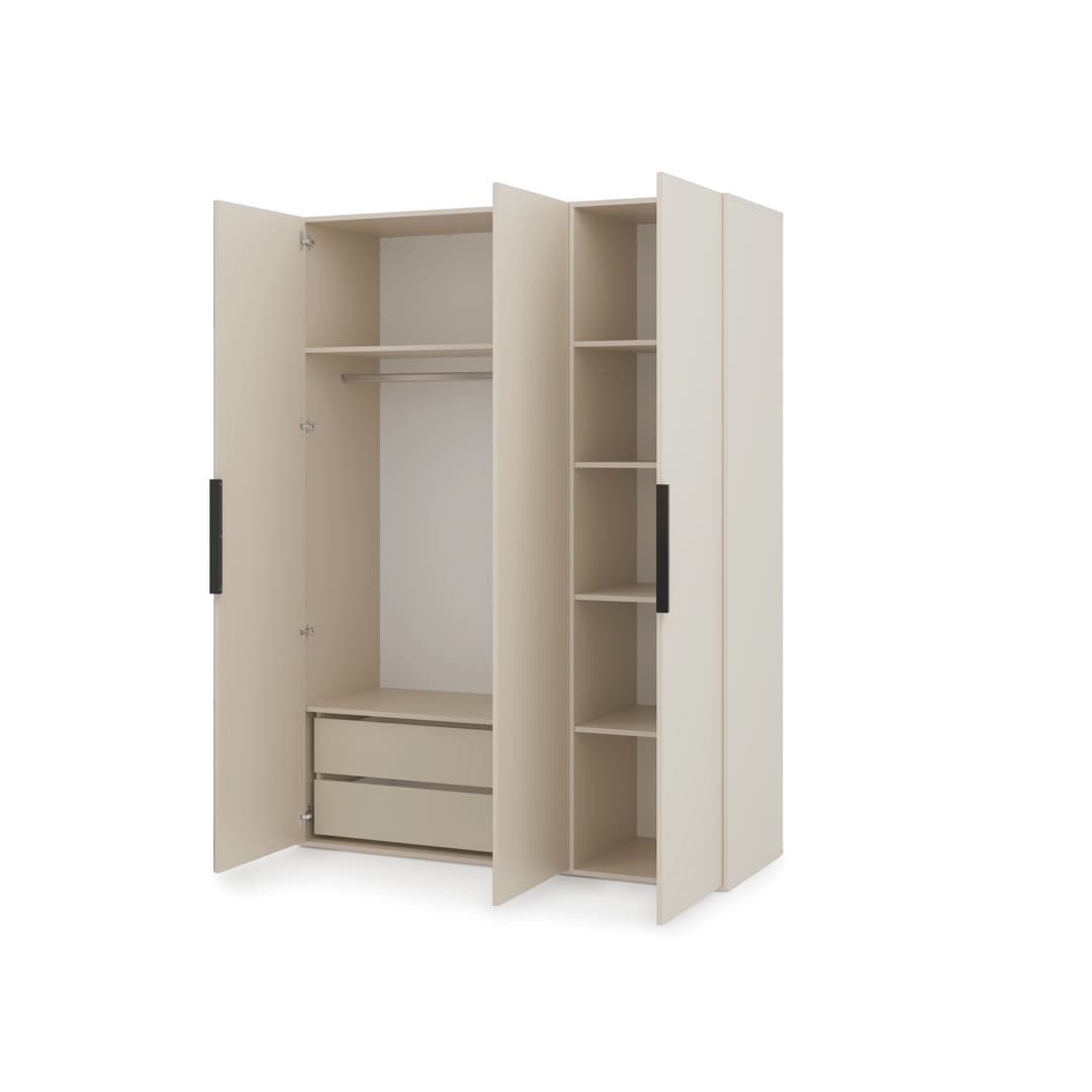 Lumo Hinged Door Wardrobe 150cm in Cashmere, image 63