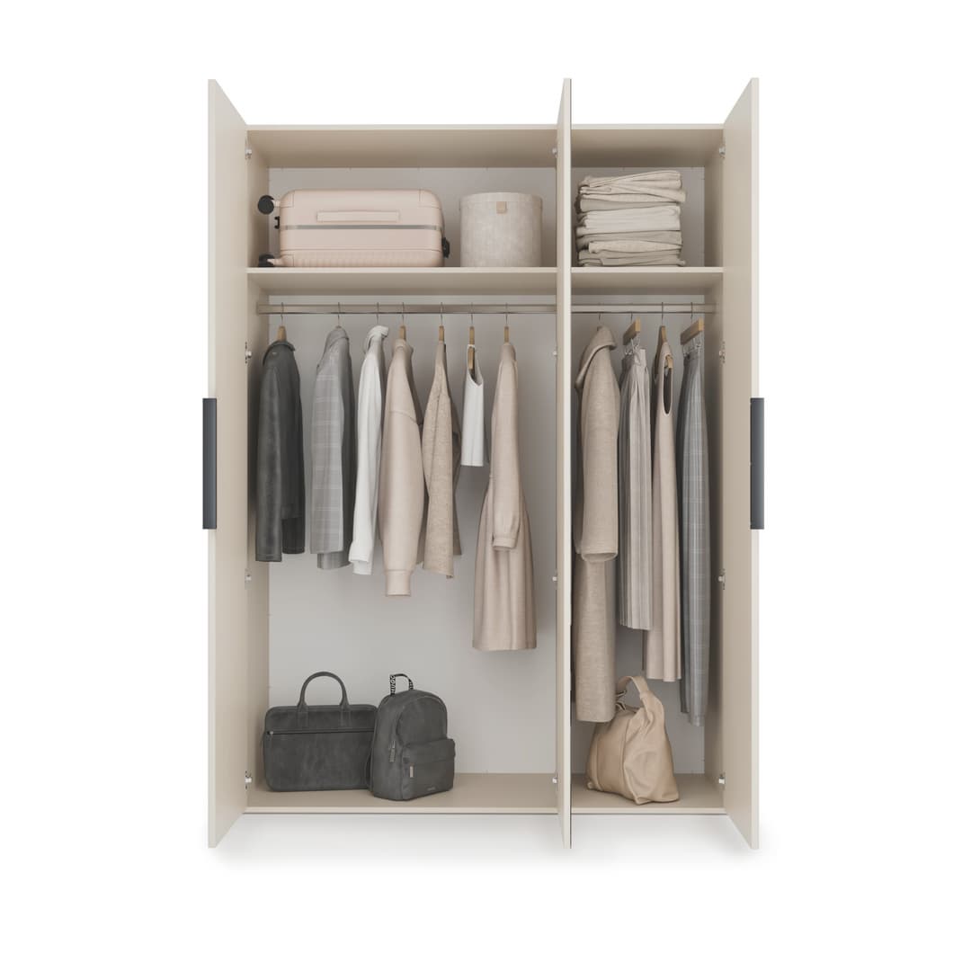 Lumo Hinged Door Wardrobe 150cm in Cashmere, image 12
