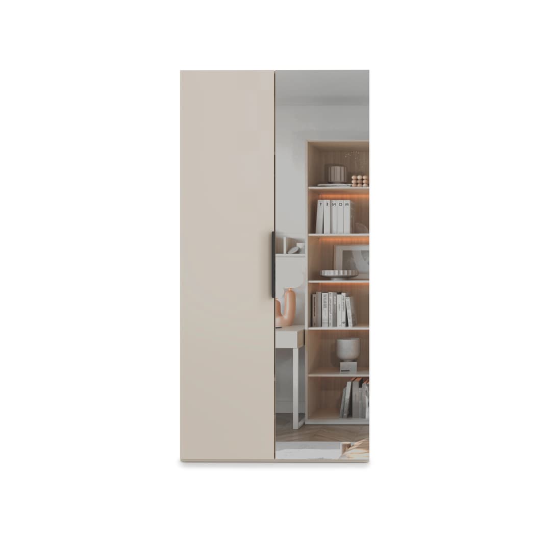 Lumo Hinged Door Wardrobe 100cm in Cashmere, image 12