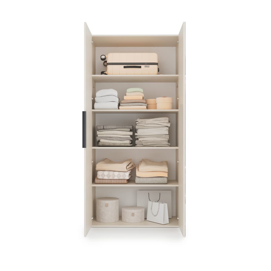 Lumo Hinged Door Wardrobe 100cm in Cashmere, image 24