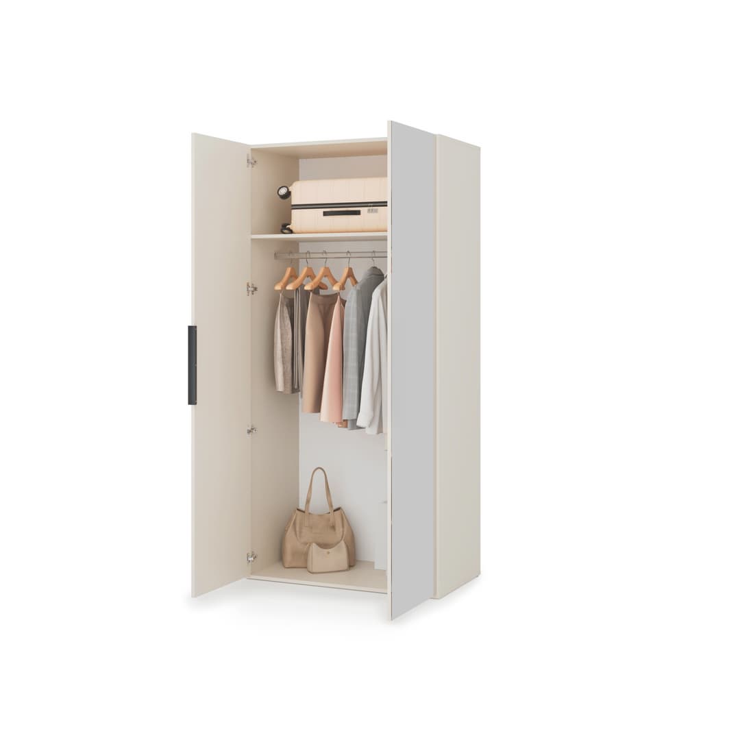 Lumo Hinged Door Wardrobe 100cm in Cashmere, image 23