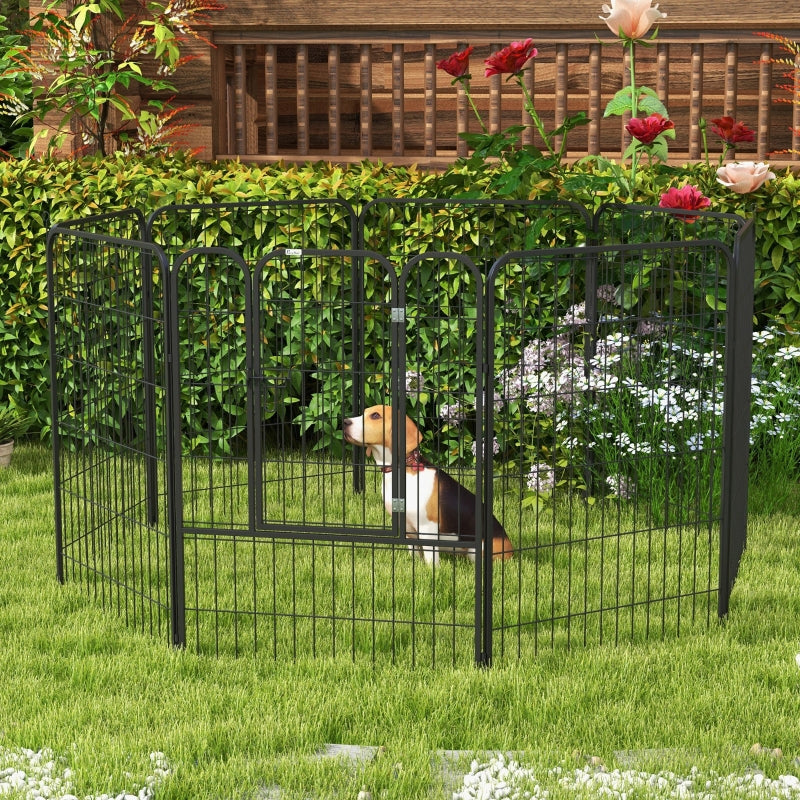 PawHut 8 Panels Heavy Duty Puppy Playpen, for Large, Medium Dogs, Indoor and Outdoor Use - Black