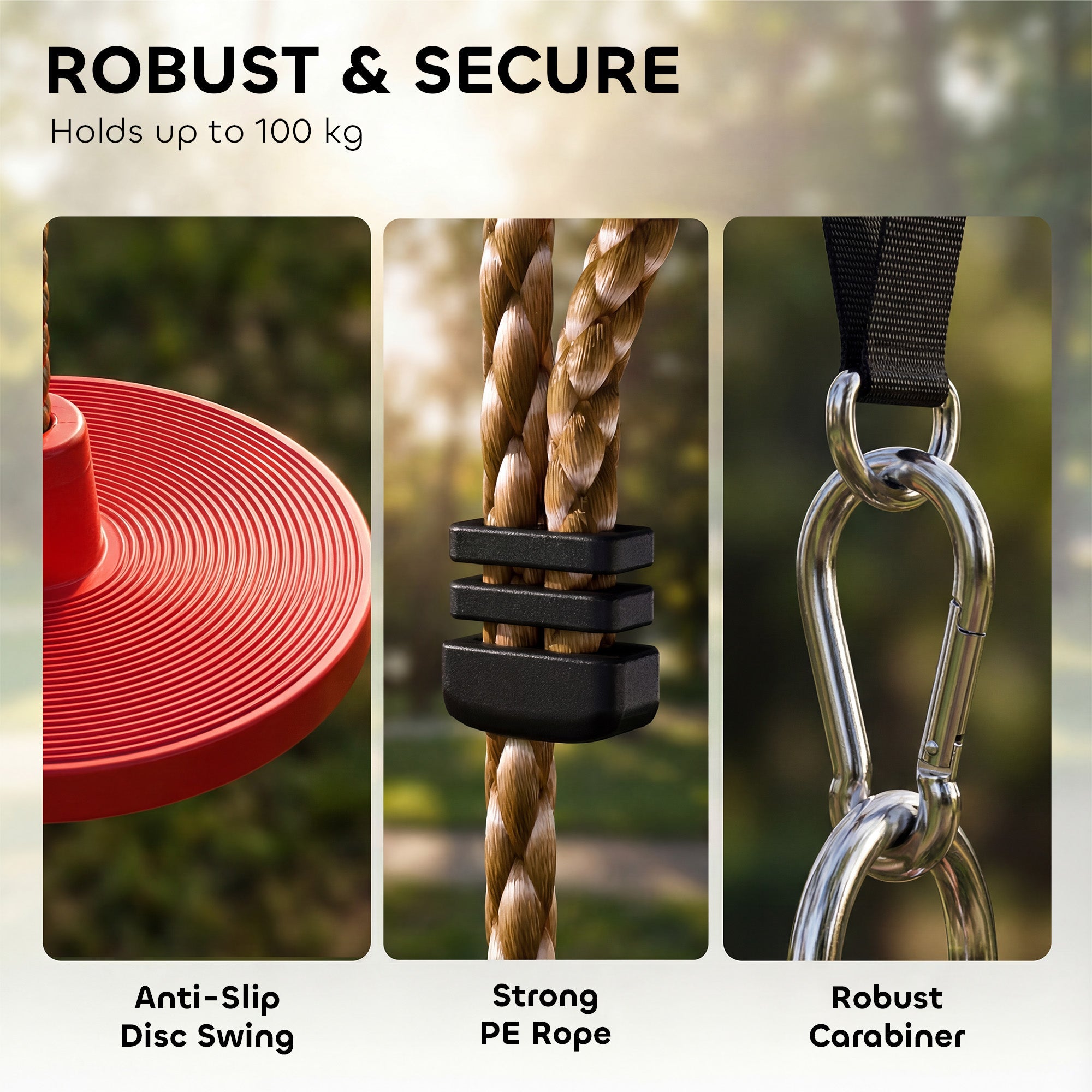 AIYAPLAY Climbing Rope, Kids Tree Swing Kit with Platforms and Disc Swings Seat, Obstacle Course Kids for Garden, Red