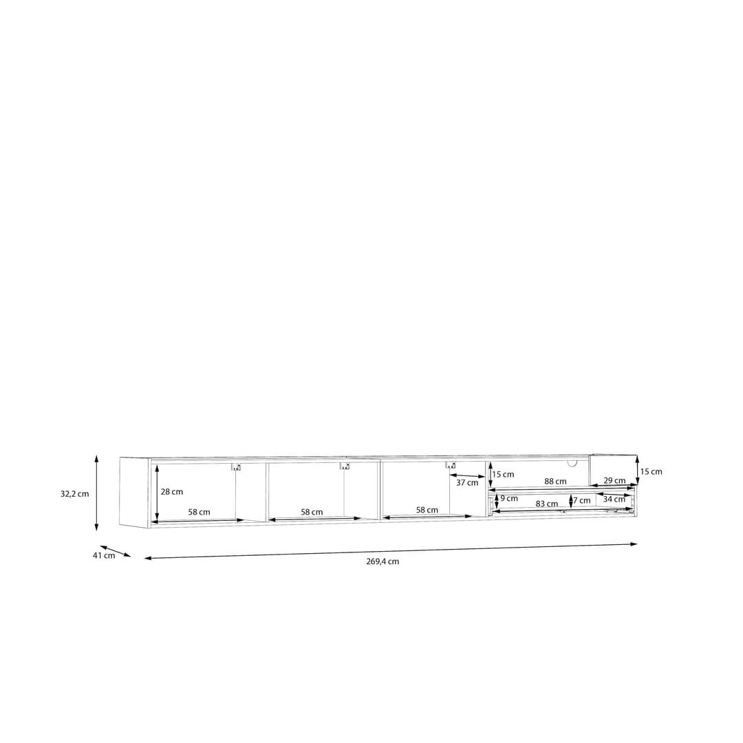 Lewisville Floating TV Cabinet 270cm in Grey, image 12