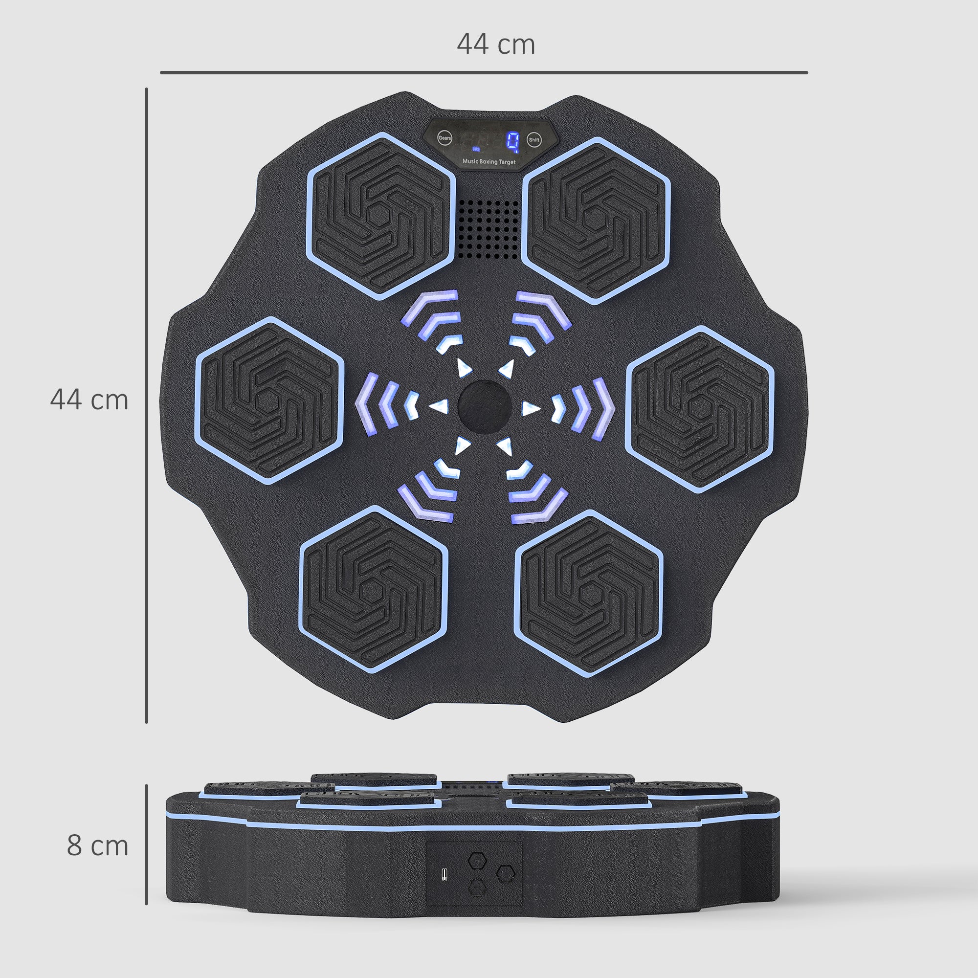 SPORTNOW Music Boxing Machine, Smart Bluetooth Boxing Machine Wall Mounted with 9 Speeds & Modes, LED Lights, Punching Pad for Adults, Black