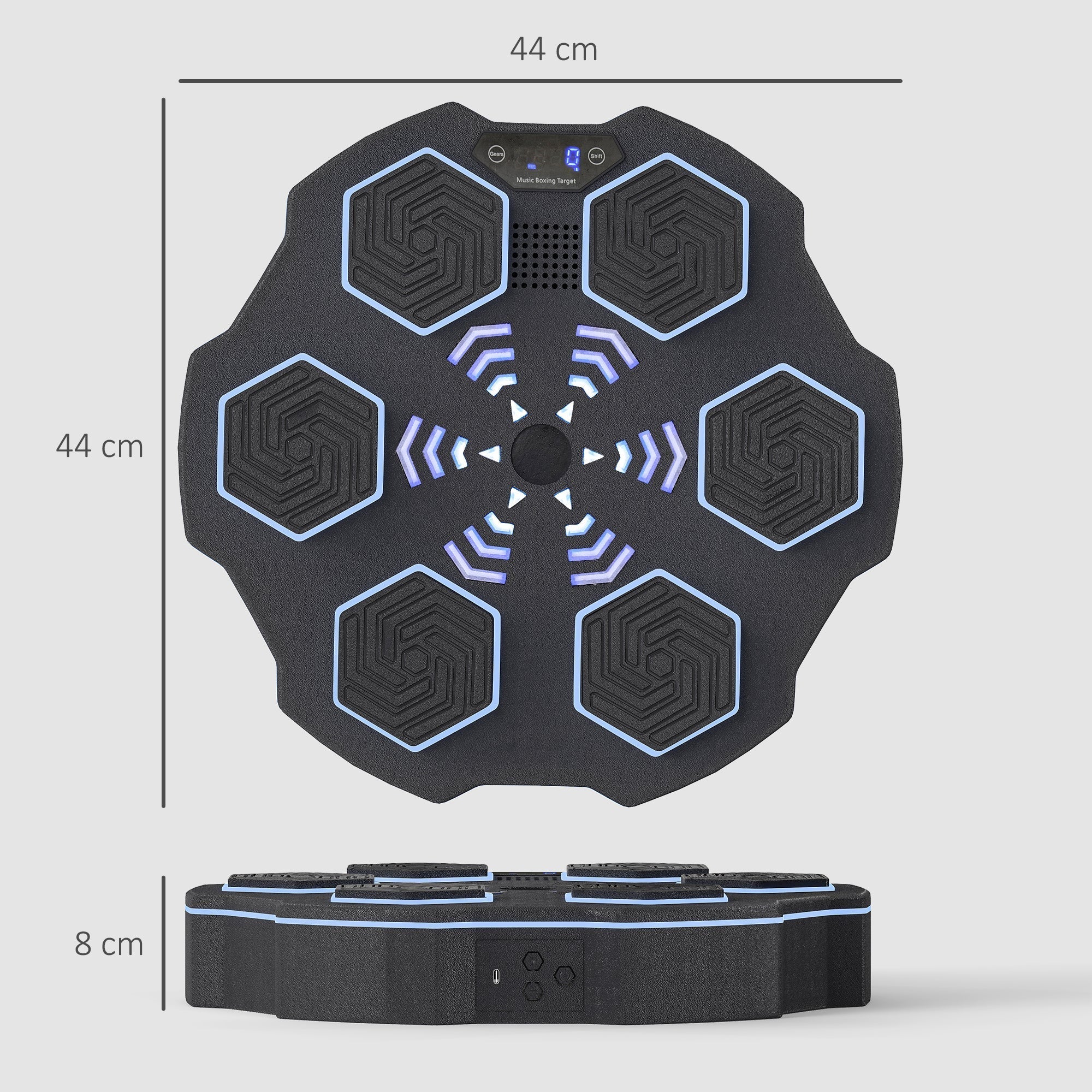 SPORTNOW Music Boxing Machine, Smart Bluetooth Boxing Machine Wall Mounted with 9 Speeds & Modes, LED Lights, Punching Pad for Adults, Black