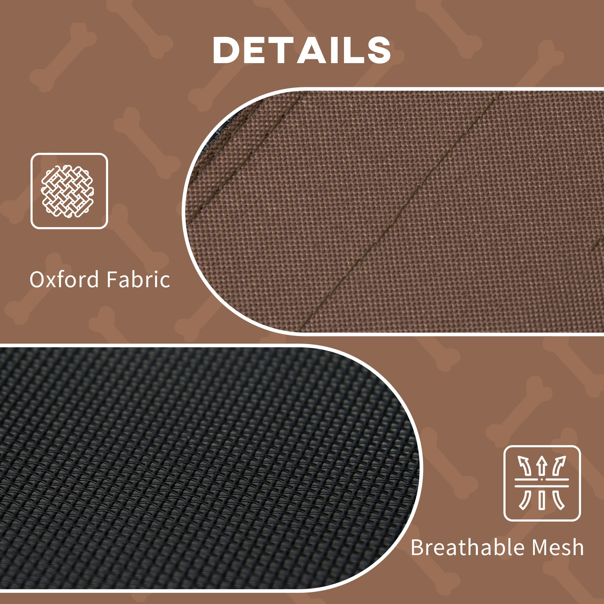 PawHut Raised Dog Bed Waterproof Elevated Pet Cot with Breathable Mesh UV Protection Canopy Brown, for Large Dogs, 92 x 76 x 90cm
