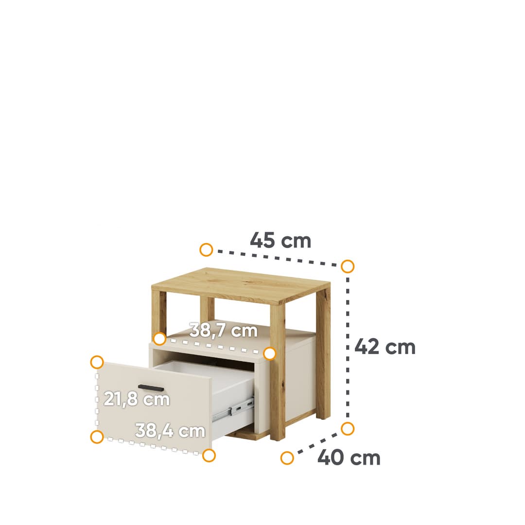 Lenny LY-07 Bedside Table 45cm