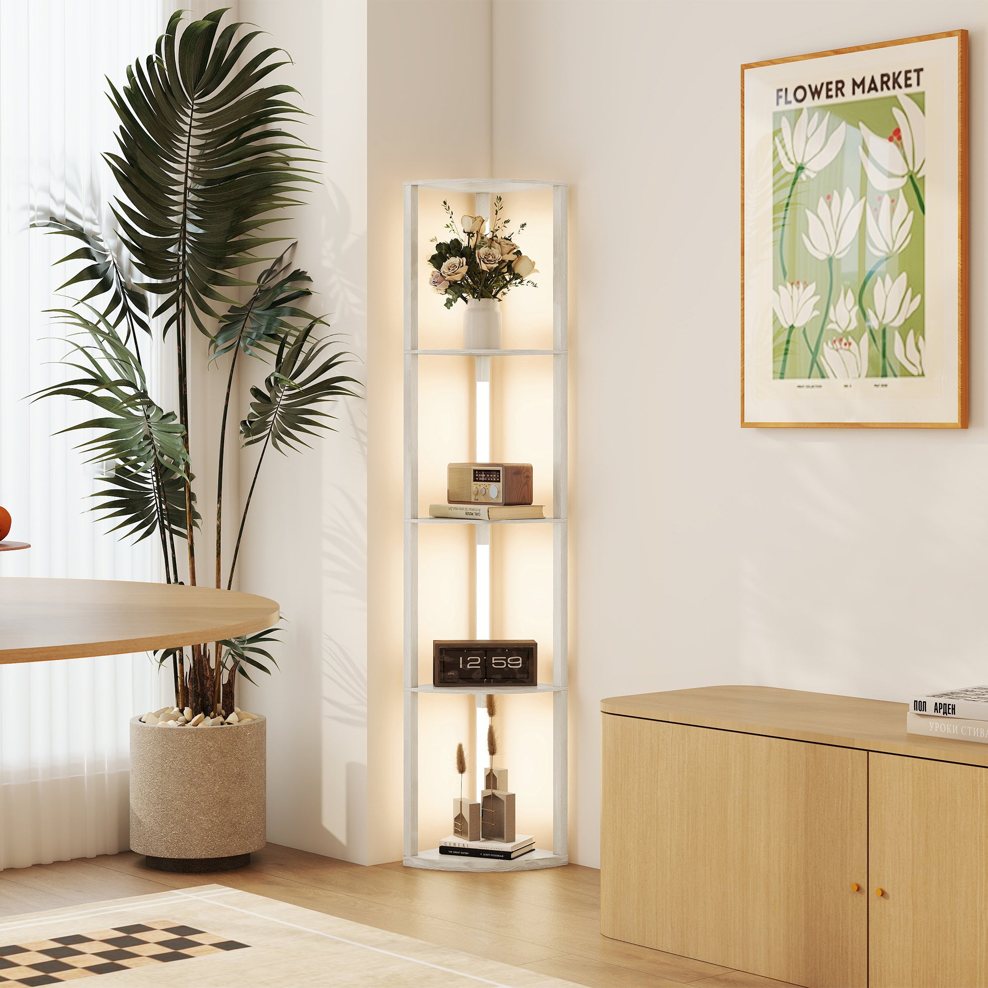 HOMCOM Three-Tier Corner Floor Lamp