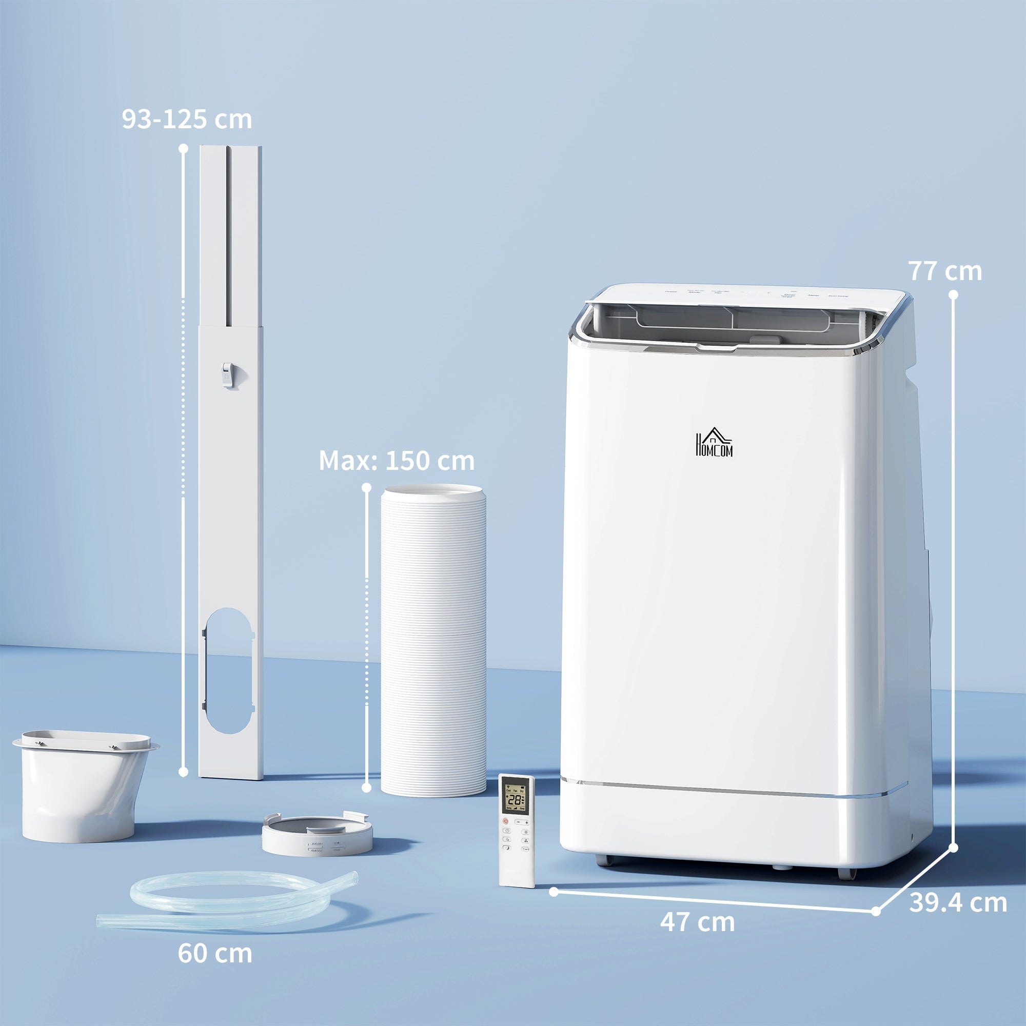 HOMCOM 14000 BTU Mobile Air Conditioner, 35mÂ², Smart Home WiFi, with Dehumidifier, Fan, 24H Timer, Window Kit, White
