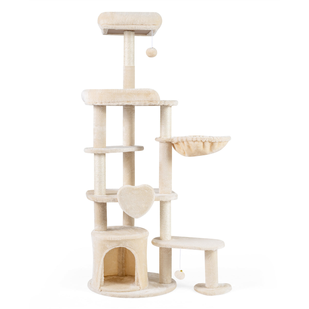 Large Multi-Level Cat Tree with Sisal-Covered Scratching Posts-Beige