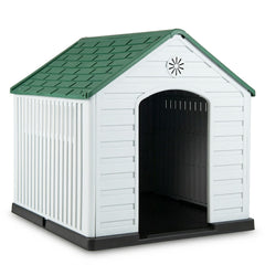 Large Plastic Dog House Waterproof Pet Shelter with Air Vents-Green