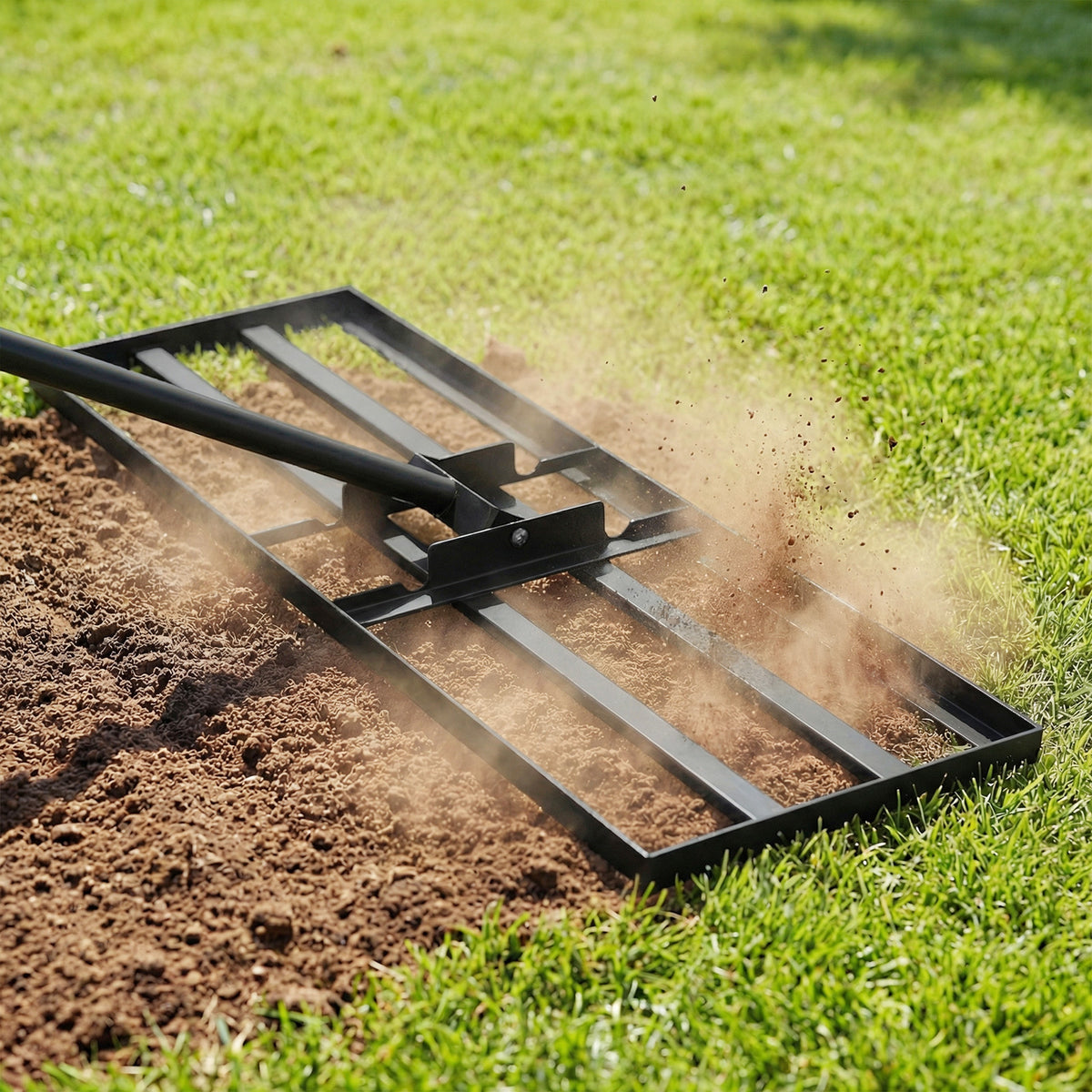Lawn Leveling Rake Heavy Duty Lawn Level Tool for Soil Farm-Black