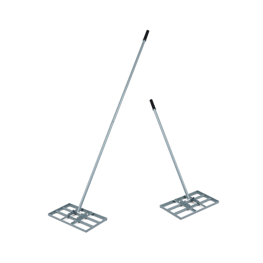 Lawn Leveling Rake Heavy-Duty Metal Levelawn Tool with 43 x 25 cm Plate-Silver