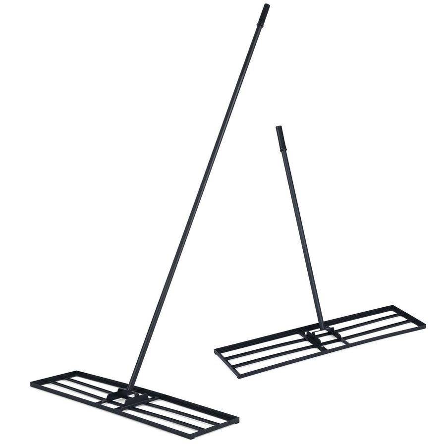 Lawn Leveling Rake with Adjustable Handle and Rotating U-Head for Topsoil-Black