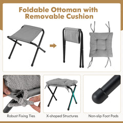 Lazy Chair with Ottoman and Folding Footrest for Living Room-Grey