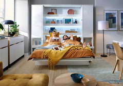 BC-02 Vertical Wall Bed Concept 120cm With Storage Cabinets and LED