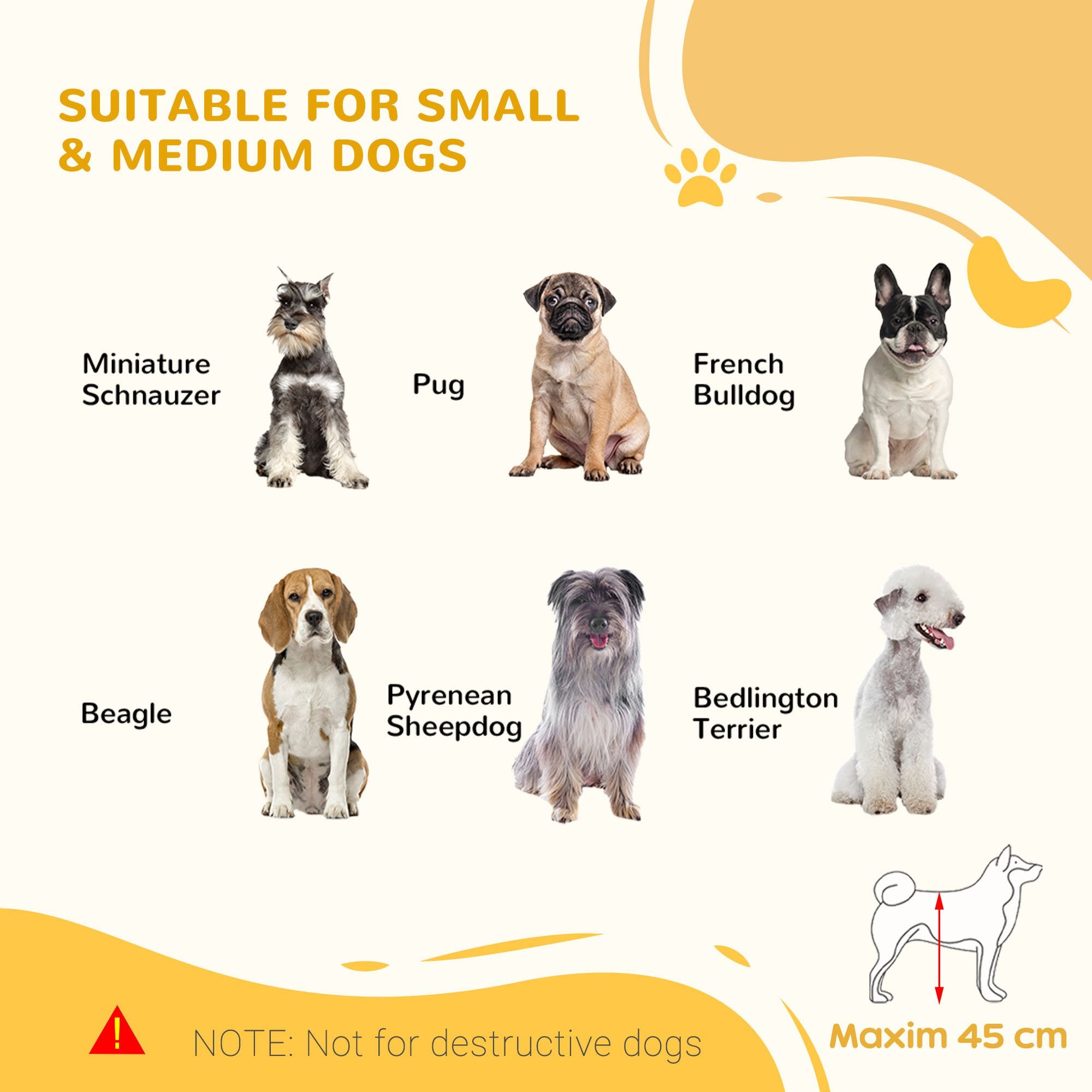 PawHut Freestanding Dog Gate, Foldable Pet Fence, Indoor Wood Barrier, Stair Gate with Support Feet, for Doorway, Hallway, Small and Medium Dogs, 69H x 104-183 cm, Natural Wood Finish