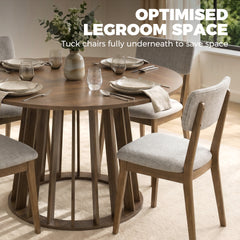 HOMCOM Dining Table for 4-6 People Modern Kitchen Table with Slatted Base 120 cm Round Light Walnut