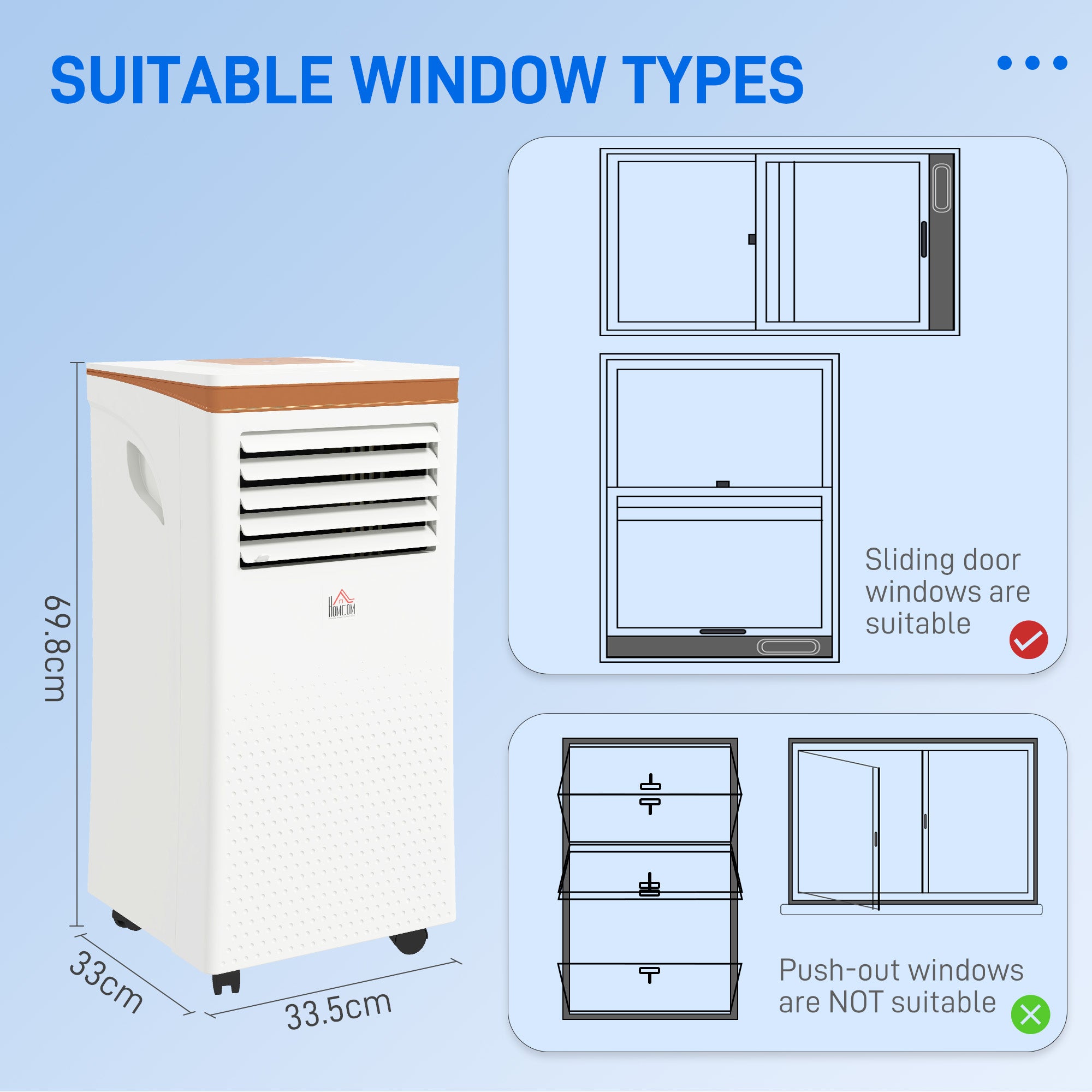 HOMCOM Portable Air Conditioner 10000 BTU, 4-in-1 Mobile Air Conditioning Unit with Cooling, Fan, Dehumidifier & Sleep Mode, LED Display, Remote Control, 24H Timer, Window Kit for Rooms up to 30√£≈Ω¬°