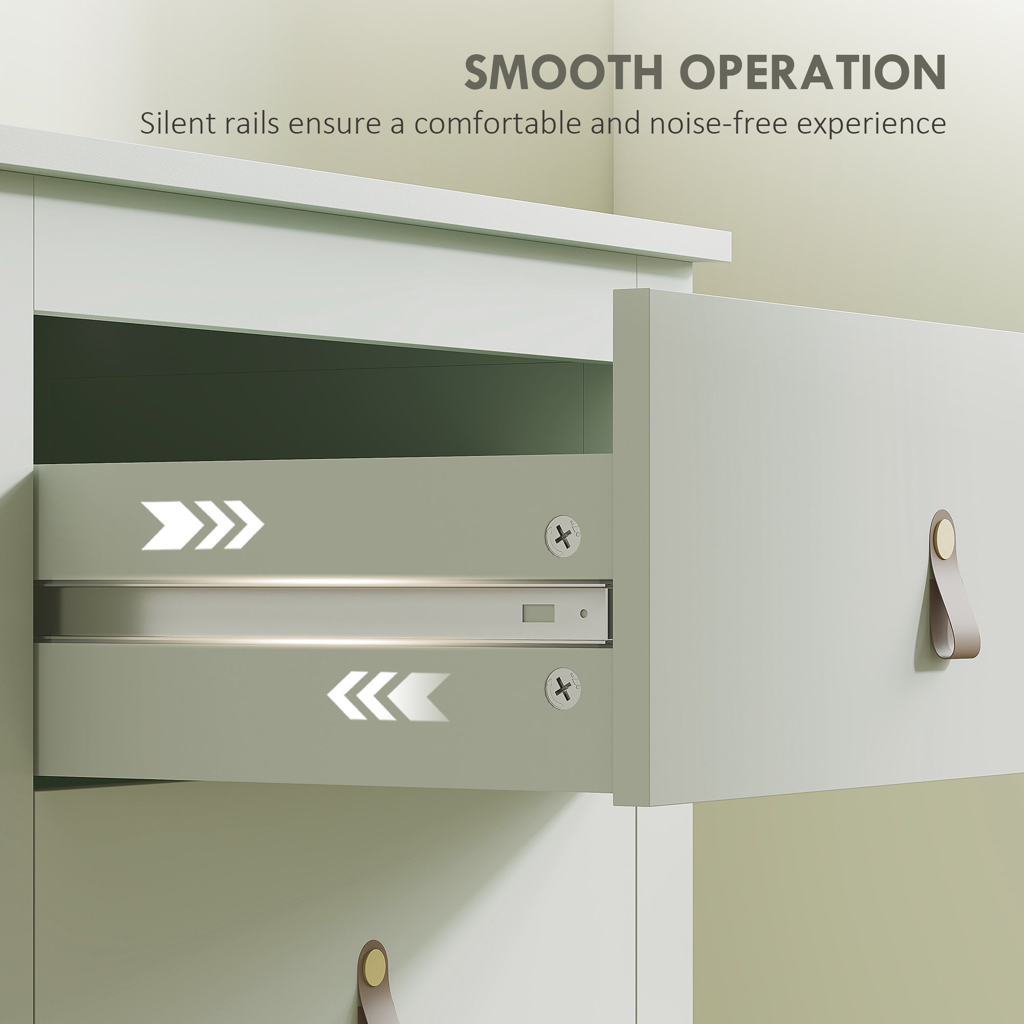 HOMCOM Bedroom Chest of Drawers, Modern 4 Drawer Dresser Cabinet with PU Leather Handles and Metal Runners for Living Room, Hallway, Entryway, Green