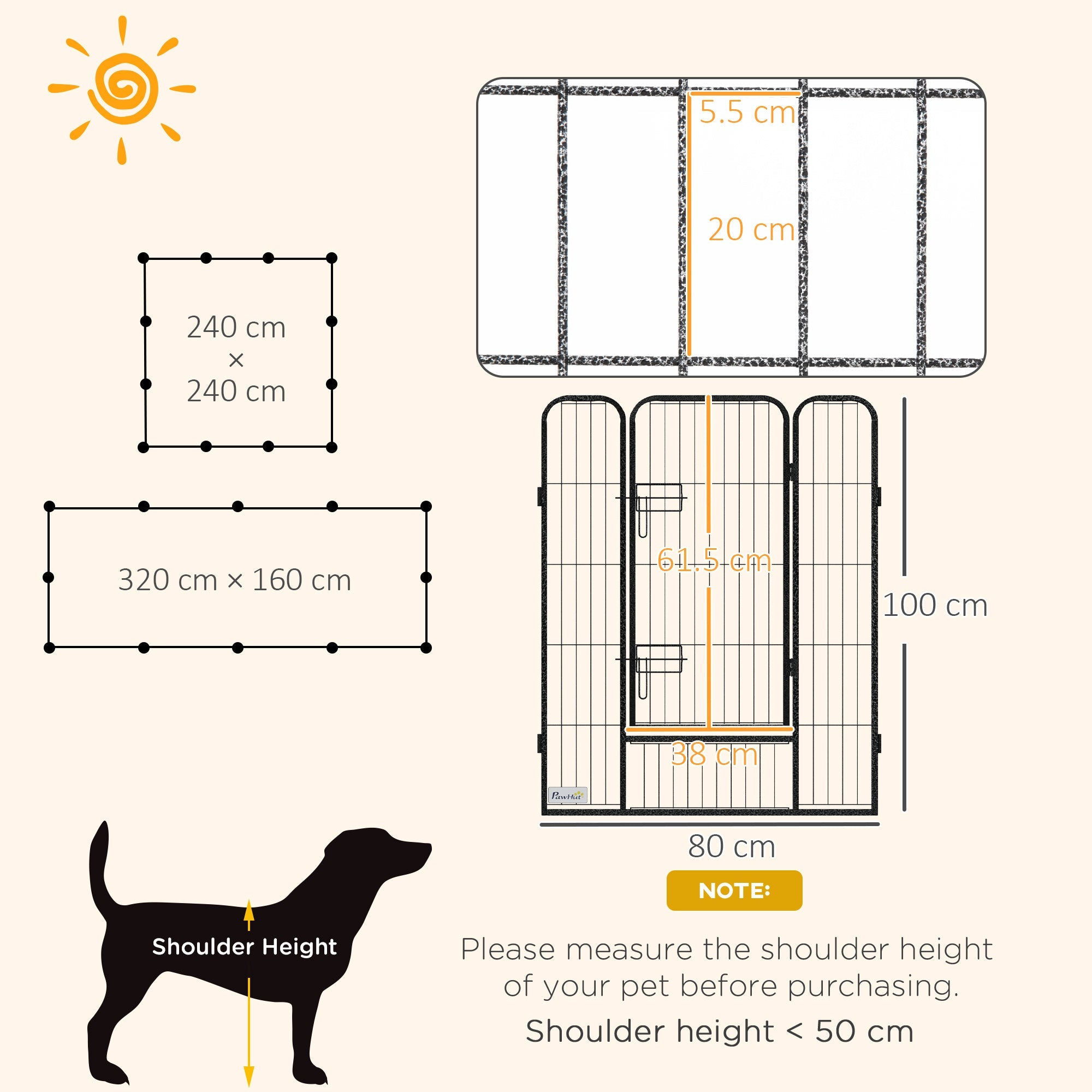 PawHut 12 Panels Heavy Duty Puppy Playpen, for Small Dogs, Indoor and Outdoor Use - Silver