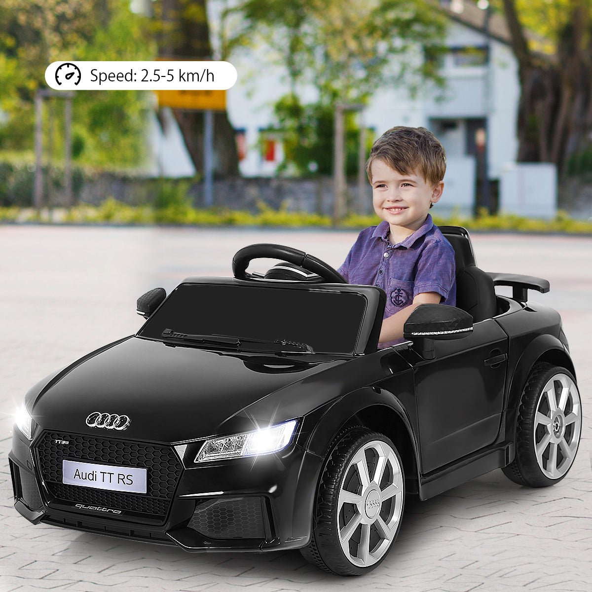 Licensed Audi TTRS 12V Battery-Powered Vehicle with 2 Motors MP3 music-Black