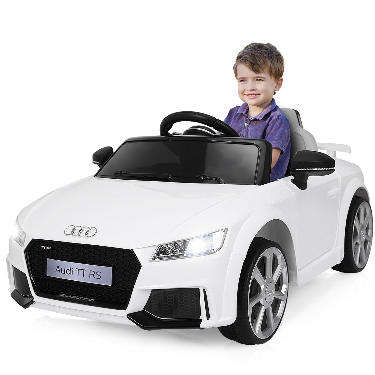 Licensed Audi TTRS 12V Battery-Powered Vehicle with 2 Motors MP3 music-White