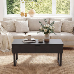 Lift Top Coffee Table 3-in-1 Convertible Coffee Table with 3 Storage Compartments-Black