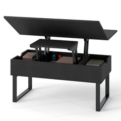 Lift Top Coffee Table 3-in-1 Convertible Coffee Table with 3 Storage Compartments-Black