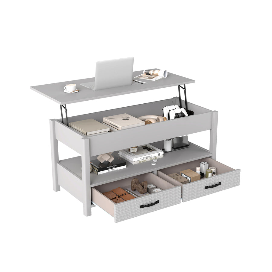 Lift Top Coffee Table Farmhouse Accent Table with Storage-Grey
