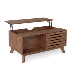 Lift Top Coffee Table with Hidden Compartment for Living Room-Brown