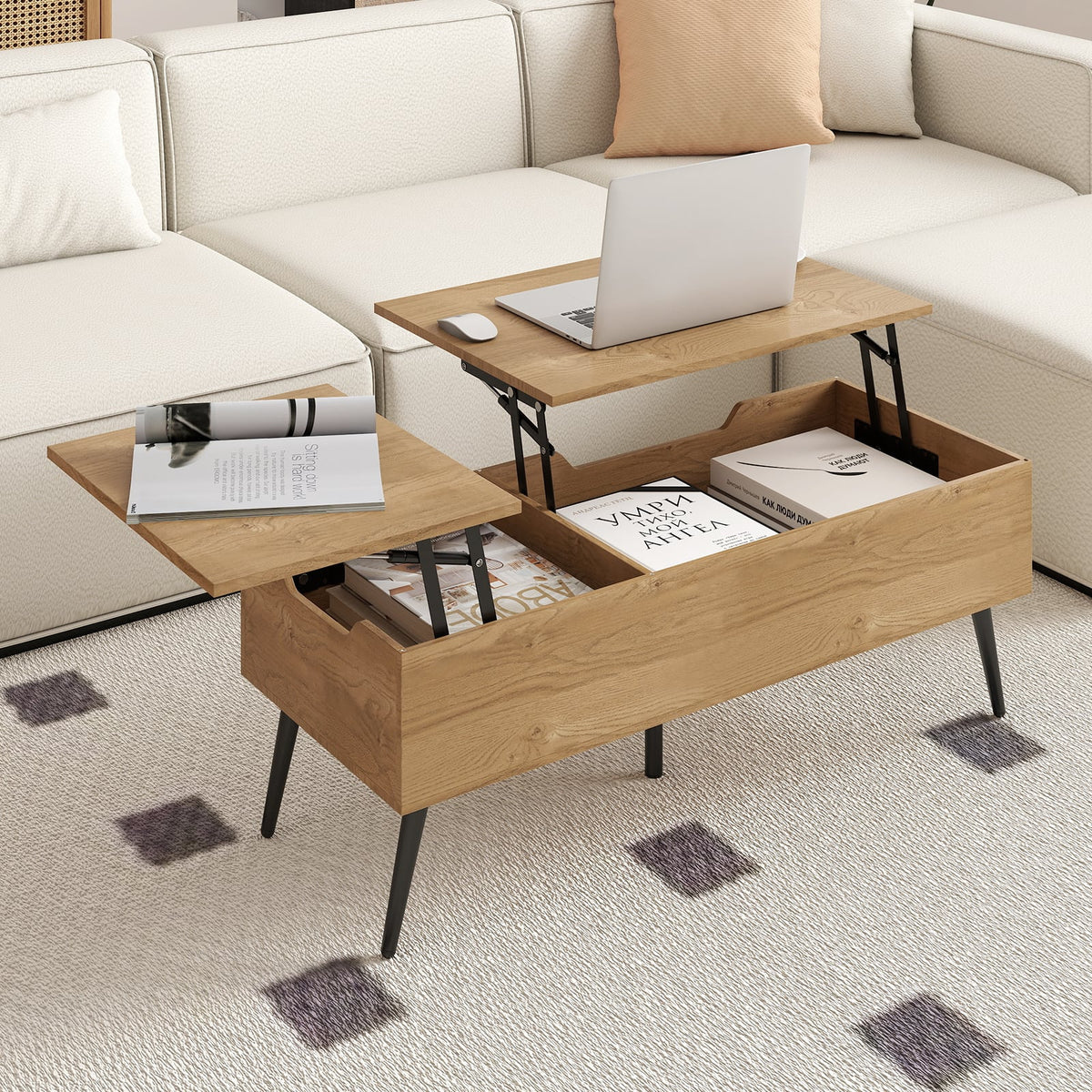 Lift Top Coffee Table in Natural, image 2